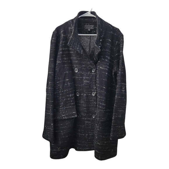 Peruvian Connection Wool Blend Coat L Black Fall Cozycore Classic Career Chic - Picture 1 of 8